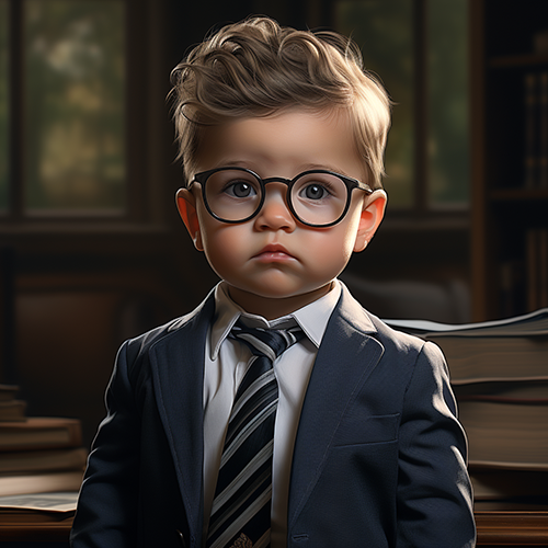 Suited, unhappy baby lawyer