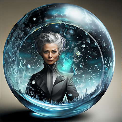 Lady in a snow globe