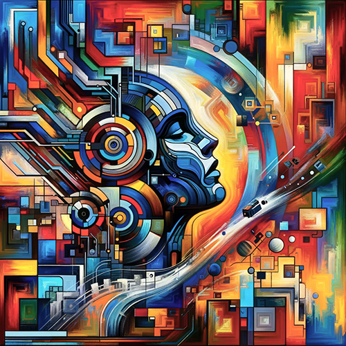 Colorful abstract of robot.